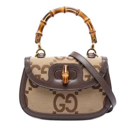 Женская сумка Gucci Bamboo 1947 Jumbo GG, малая, б/у