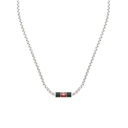 Унисекс-колье Gucci Web, серебро, зеленый и красный