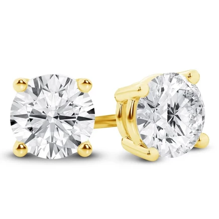 Женские пусеты Brilliant Diamond, 3 карата, желтое золото