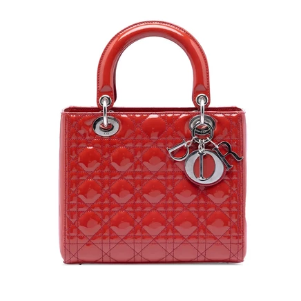 Женская сумка Dior Lady Dior Cannage лаковая, б/у