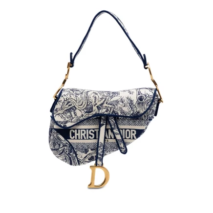 Женская сумка Dior Saddle, вышитый канвас Toile de Jouy