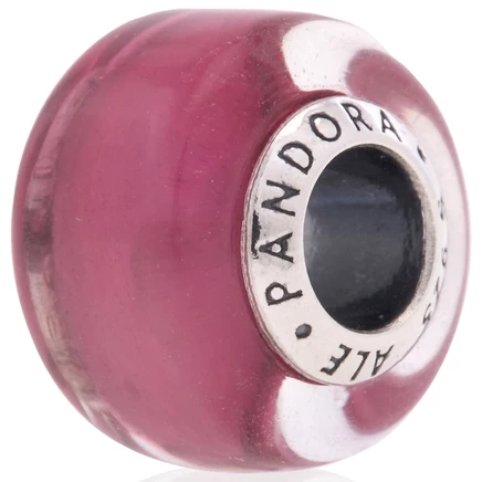 Женский шарм Pandora из серебра с розовым муранским стеклом