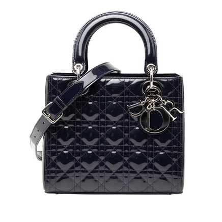 Женская сумка Dior Lady Dior Cannage, средняя, лаковая