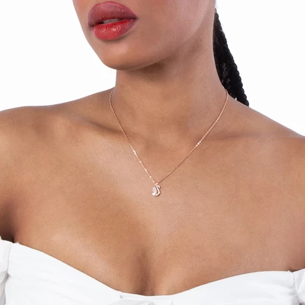 Женское колье Swarovski Swan, розовое золото
