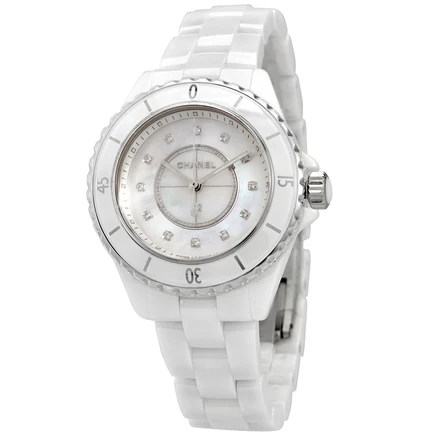Женские часы Chanel J12 H5704 с бриллиантами, белый перламутр