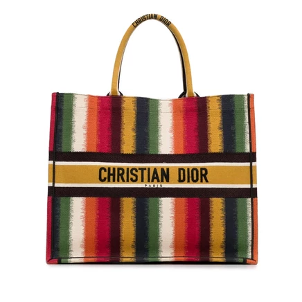 Женская сумка-тоут Dior Book Tote, полосатая, б/у
