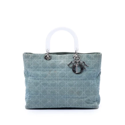 Женская сумка Dior Lady Dior Large Denim Cannage, б/у