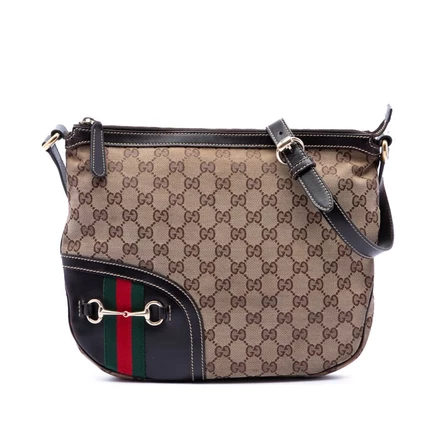Женская сумка Gucci GG Canvas Horsebit Web, подержанная
