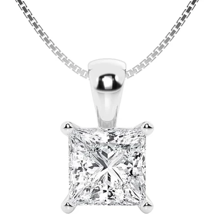 Кулон Brilliant Diamond 2 карата, принцесса, белое золото
