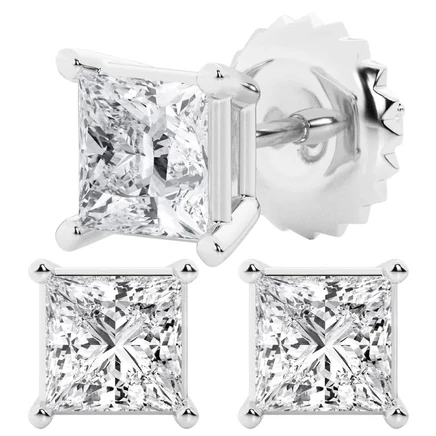 Женские пусеты Brilliant Diamond, 3 карата, принцесса