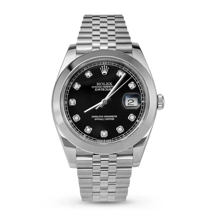 Мужские часы Rolex Datejust 126300 с бриллиантами, черные