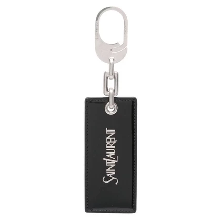 Мужской кожаный брелок Saint Laurent Logo Plaque