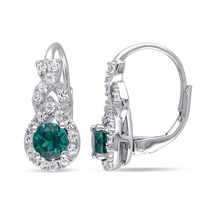 Женские серьги Amour, серебро 925, изумруды, сапфиры