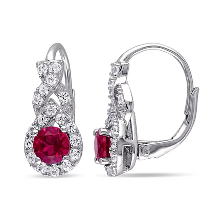 Женские серьги Amour, серебро 925, рубины, сапфиры