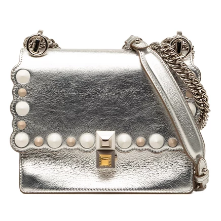Женская сумка Fendi Kan I через плечо, кожа и жемчуг, б/у