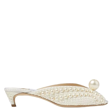 Женские мюли Jimmy Choo Samantha 35, бело-жемчужные
