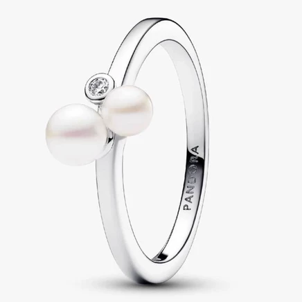 Женское кольцо Pandora с двумя жемчужинами