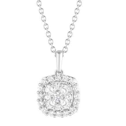 Колье Brilliant Diamond 1 карат, ореол, серебро