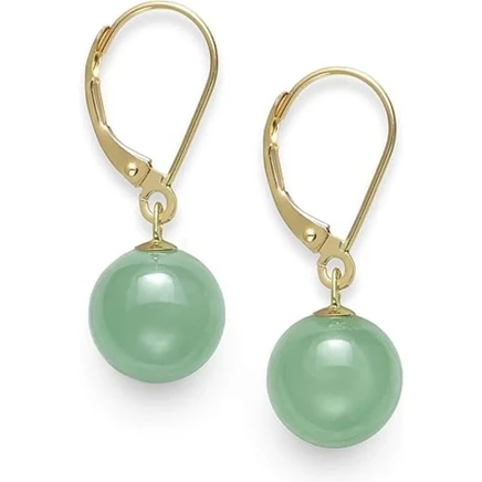 Женские серьги Belacqua, нефрит, золото 14K, зеленые