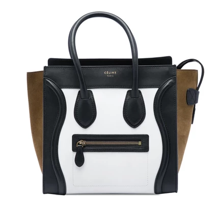 Женская сумка Celine Luggage Micro из кожи и замши, б/у