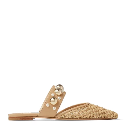 Женские мюли Jimmy Choo Basette, 34, бежево-золотые