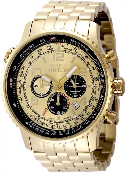 Мужские часы Invicta Aviator 49081, GMT-хронограф, золотые
