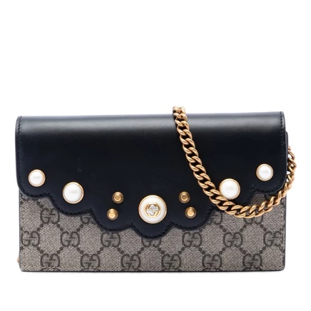 Женский кошелек Gucci Peony Pearly на цепочке