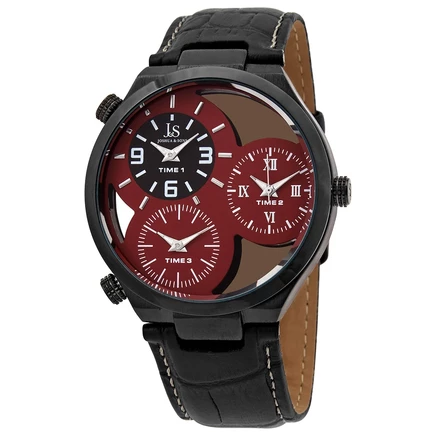 Мужские часы Joshua & Sons JX119RD, 3 пояса, красные