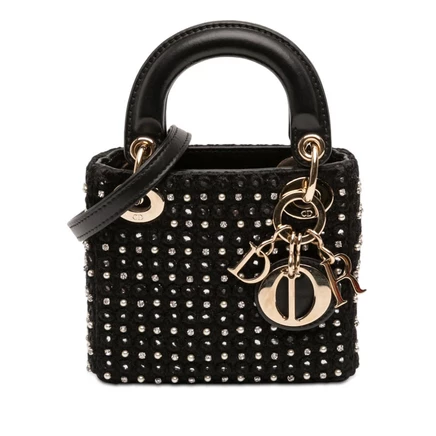 Женская сумка Dior Micro Satin Lady Dior с кристаллами