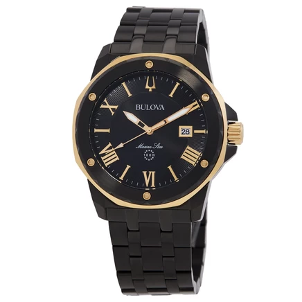 Мужские часы Bulova Marine Star 98B386, кварцевые, черные