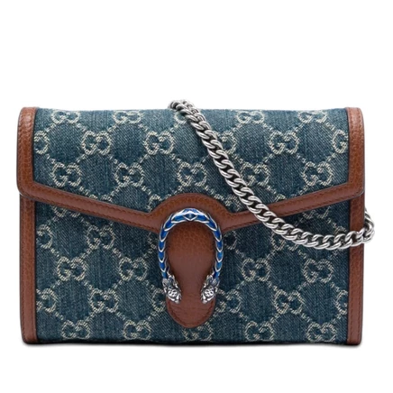 Женский кошелек Gucci Dionysus на цепочке, деним