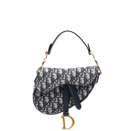 Женская сумка Dior Saddle Mini из канваса с принтом Oblique