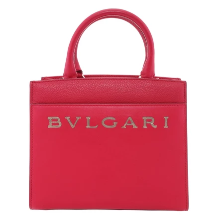 Женская сумка-тоут Bvlgari Logo, кожаная, красная