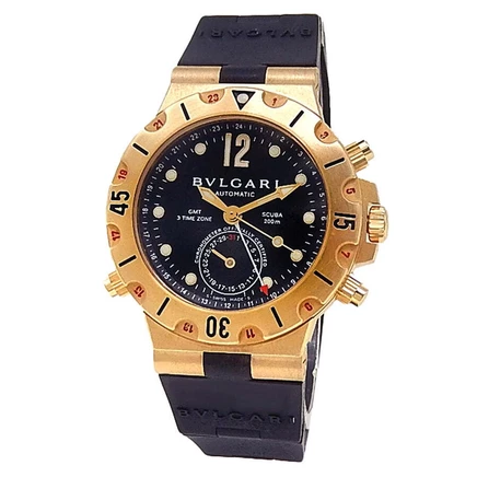 Мужские часы Bvlgari Diagono Scuba SD 38 G GMT, черные