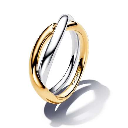 Женское кольцо Pandora Entwined Bands, двухцветное