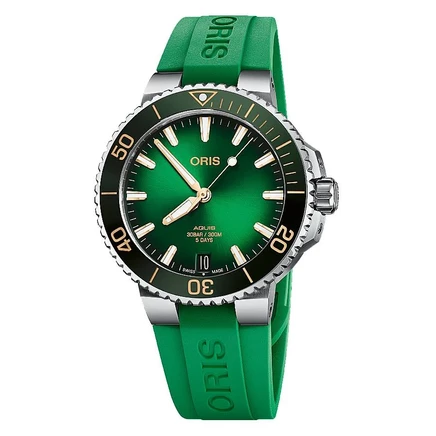 Мужские часы Oris Aquis Date 400 с ремешком, зеленые