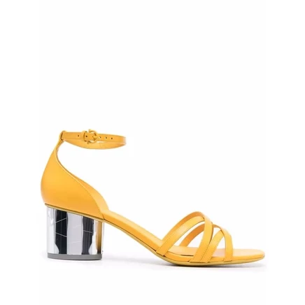 Женские босоножки Ferragamo с зеркальным каблуком, желтые