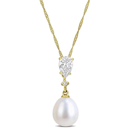 Женское колье Created Forever, жемчуг, бриллианты, 14K