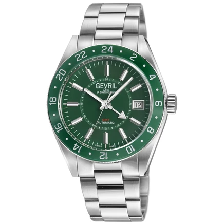 Мужские часы Gevril Belmont GMT 42202B, зеленые