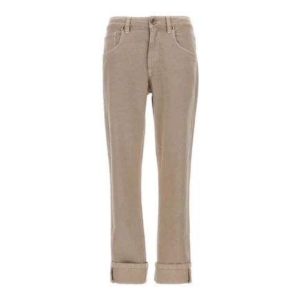 Женские брюки Brunello Cucinelli, прямые, кремовые