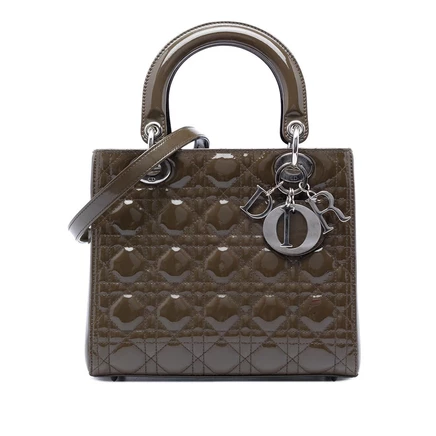Женская сумка Dior Medium Lady Dior Cannage, лаковая кожа