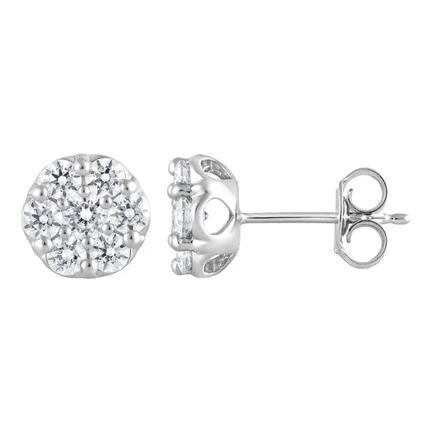 Женские пусеты Brilliant Diamond, 1 карат, серебро