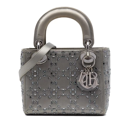 Женская мини-сумка Dior Lady Dior Cannage с кристаллами