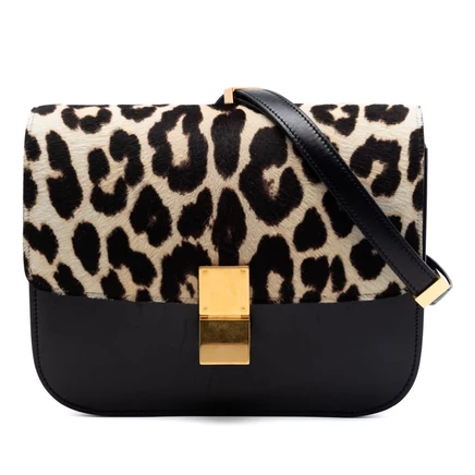 Женская сумка Celine Classic Box Medium, кожа и мех пони
