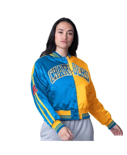 Женская куртка Starter Zone Blitz Los Angeles Chargers, голубая/золотая