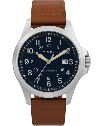 Мужские часы Timex Field Post Solar 36 мм, коричневые