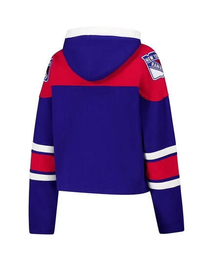 Женский укороченный пуловер Superior Lacer с капюшоном синего цвета от бренда New York Rangers 47-го года выпуска blue