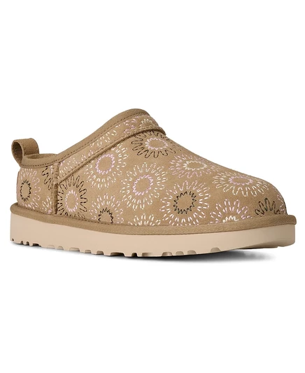 Женские тапочки UGG Classic Micro Sun Stitch, бежевые