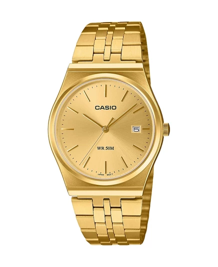 Мужские японские кварцевые часы Casio из нержавеющей стали золотистого цвета, 35 мм