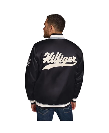 Мужская черная атласная куртка Tommy Hilfiger Las Vegas Raiders Dante с застежкой на пуговицы black, silver